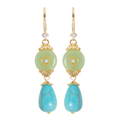 國風復古優雅新中式仿玉髓耳墜耳環長款輕奢氣質高級感顯臉瘦耳飾