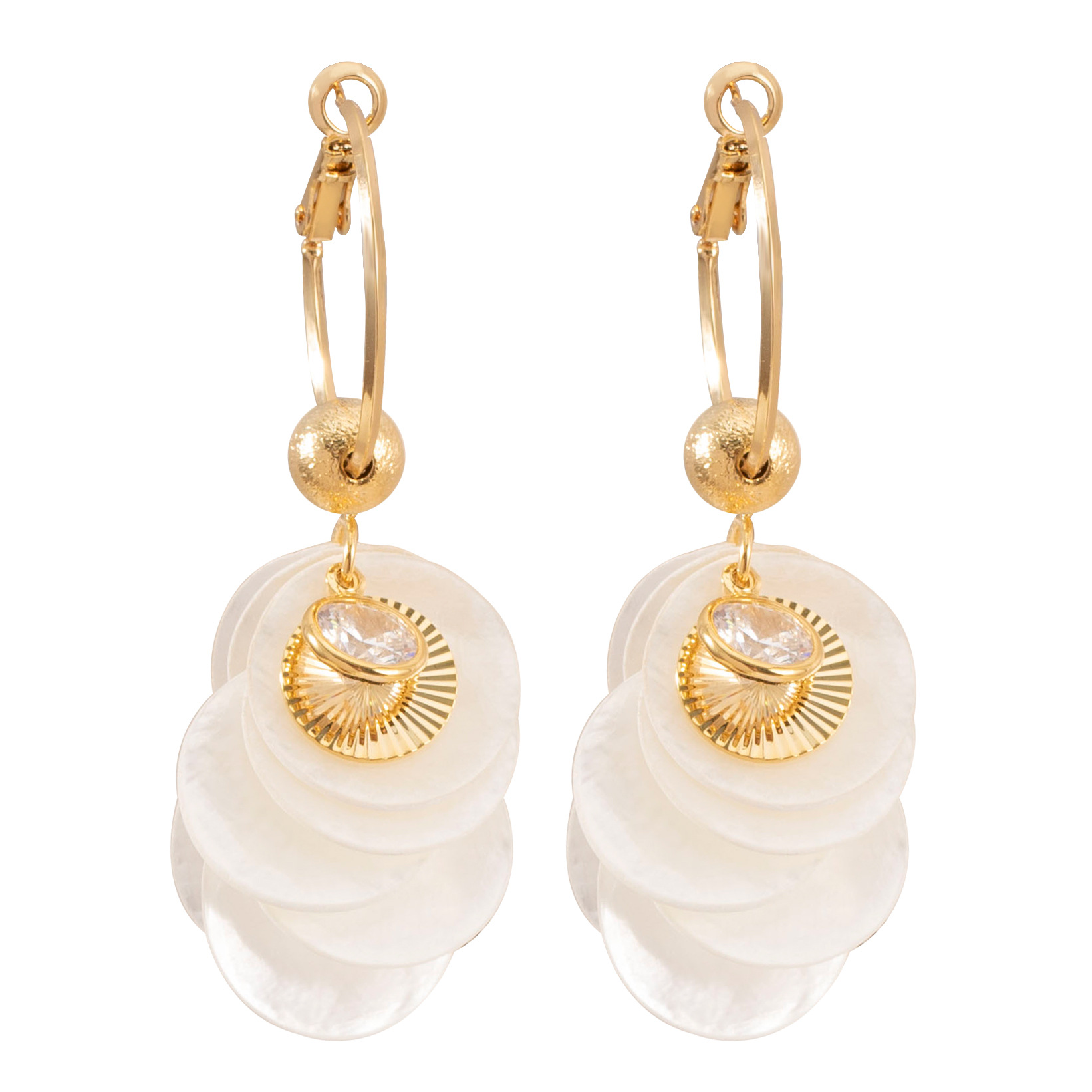 超仙甜美波西米亞海邊度假風圓形貝殼流蘇耳環女圓臉顯瘦銀針耳飾