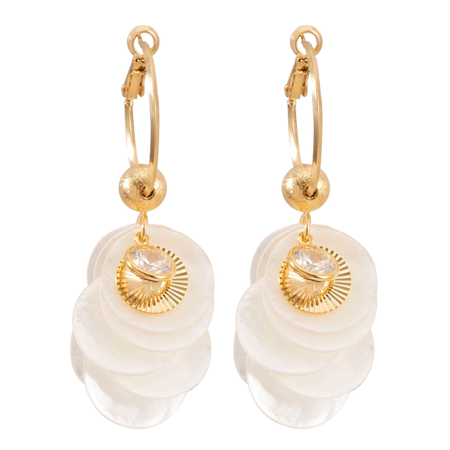 超仙甜美波西米亞海邊度假風圓形貝殼流蘇耳環女圓臉顯瘦銀針耳飾