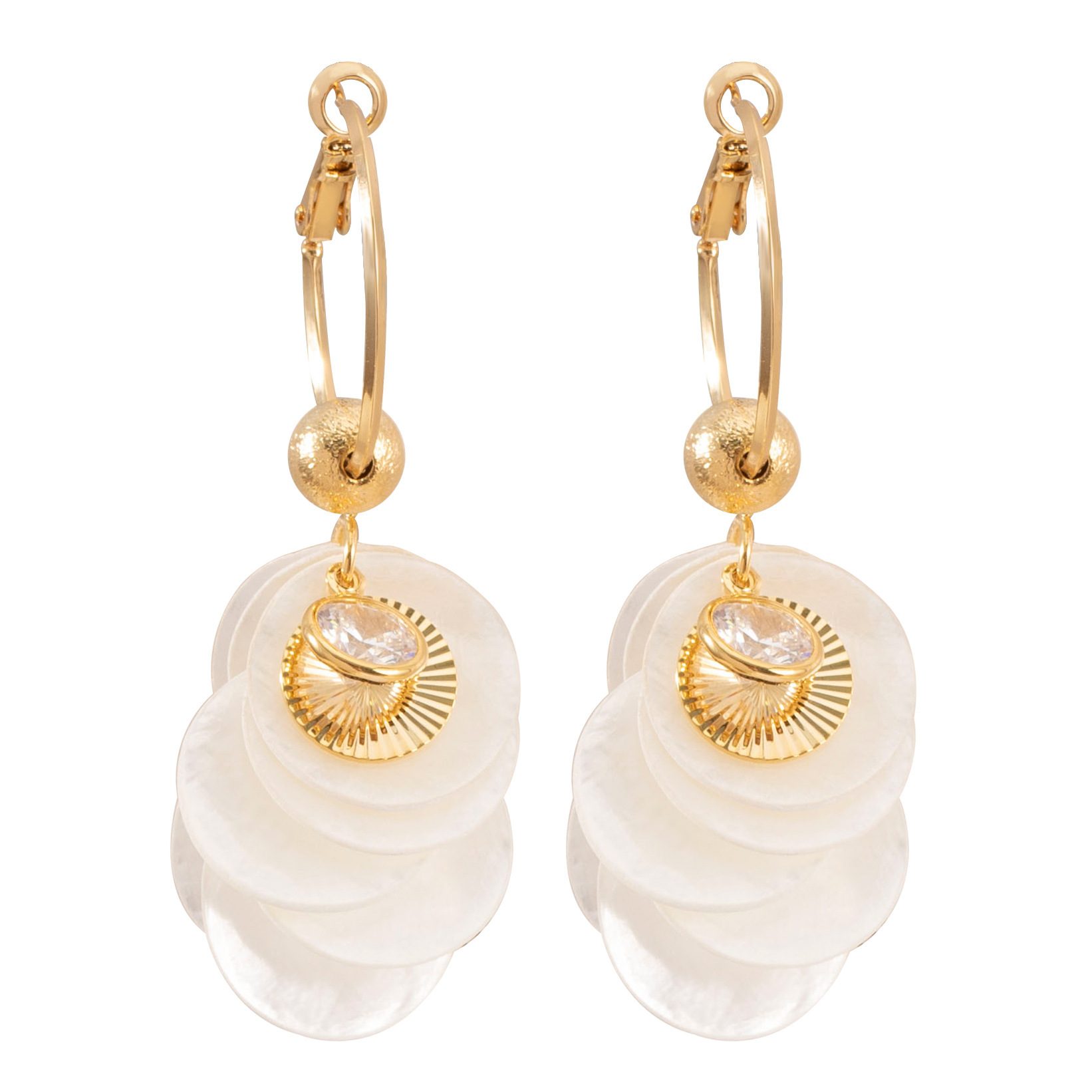 超仙甜美波西米亞海邊度假風圓形貝殼流蘇耳環女圓臉顯瘦銀針耳飾