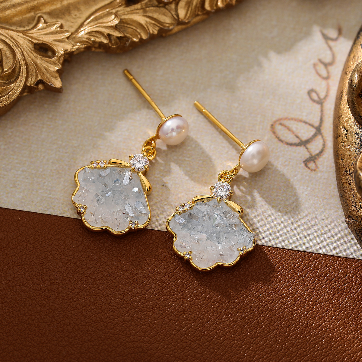 云朵淡水珍珠S925银针耳饰｜碎碎冰优雅轻奢耳饰