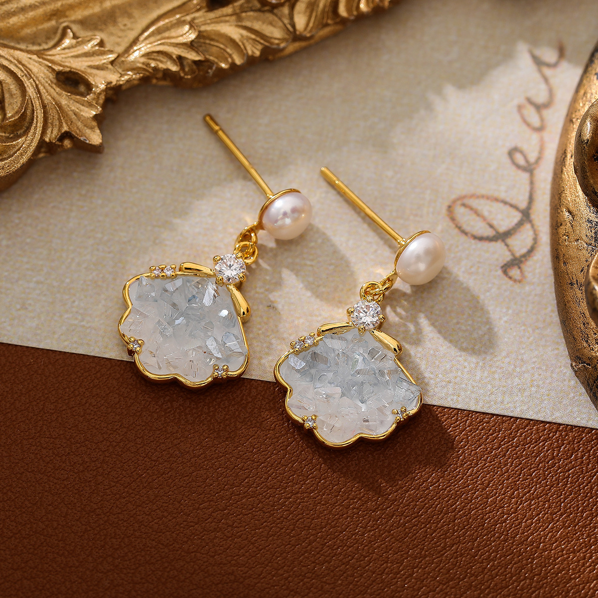 云朵淡水珍珠S925银针耳饰｜碎碎冰优雅轻奢耳饰