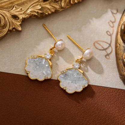 云朵淡水珍珠S925银针耳饰｜碎碎冰优雅轻奢耳饰