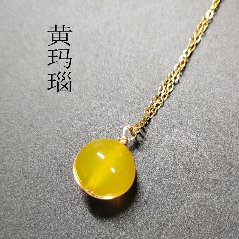 天然水晶红玛瑙項鍊｜海蓝宝珠子吊墜