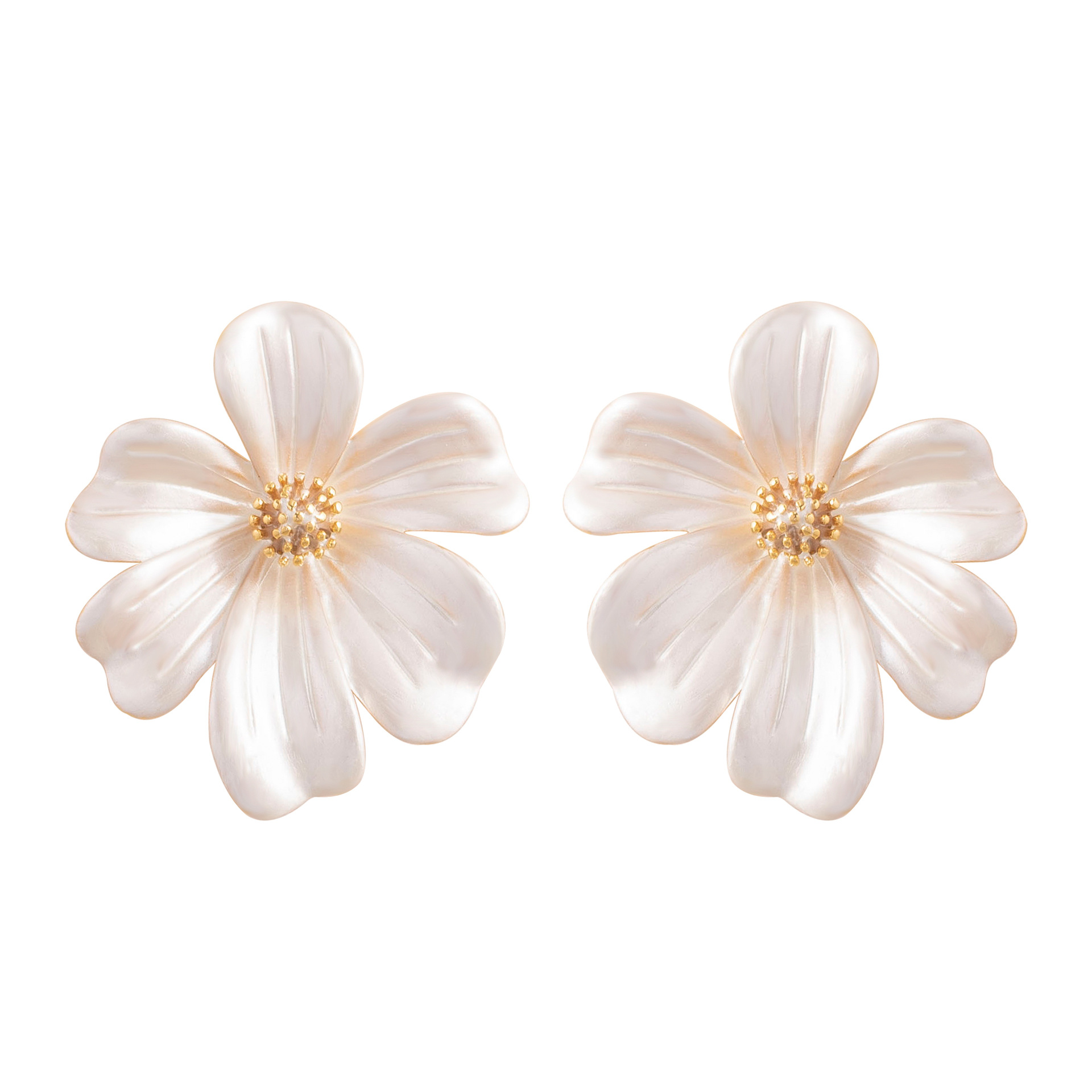 超仙甜美精緻仙女風烤漆立體花朵耳釘耳環溫柔氣質高級感銀針耳飾