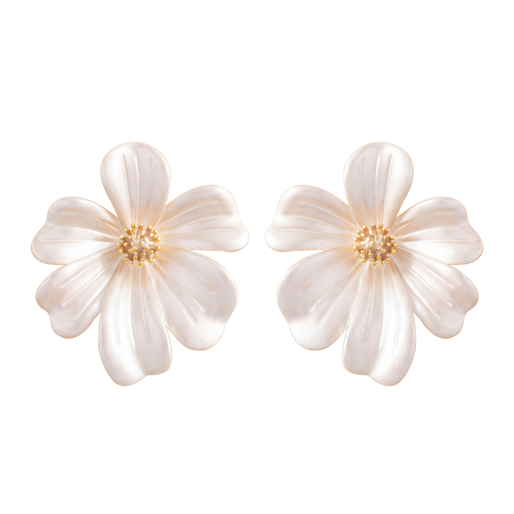 超仙甜美精緻仙女風烤漆立體花朵耳釘耳環溫柔氣質高級感銀針耳飾