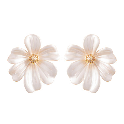 超仙甜美精緻仙女風烤漆立體花朵耳釘耳環溫柔氣質高級感銀針耳飾