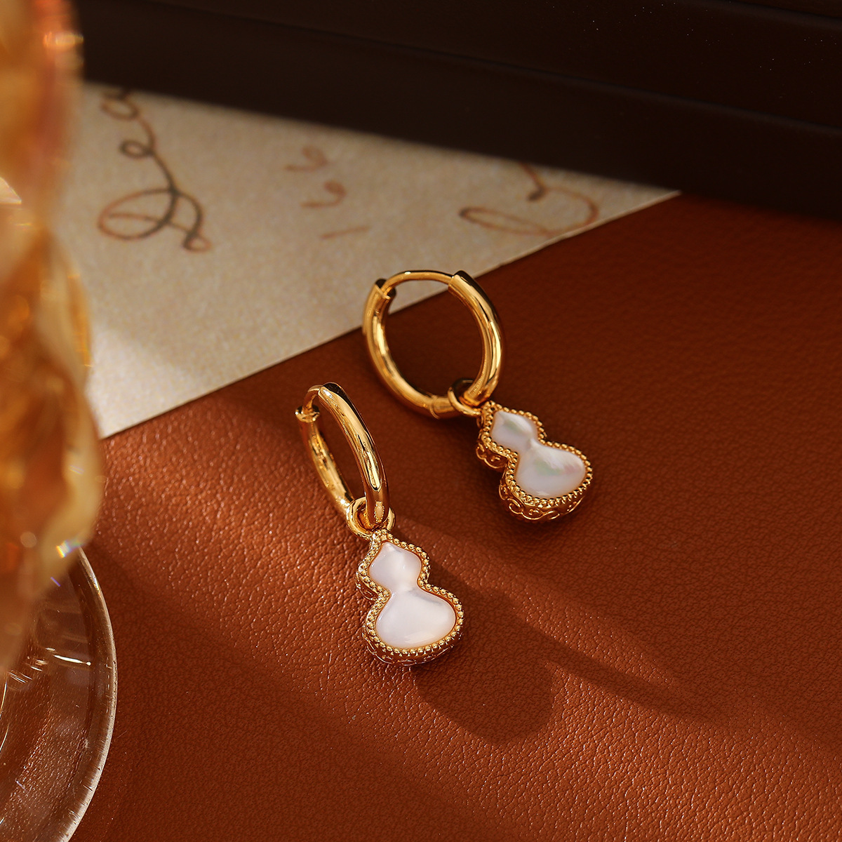 潮葫芦項鏈｜安克拉红葫芦耳环｜红色滴油AB面母贝套装