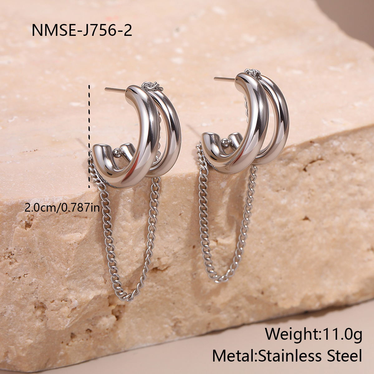 欧美时尚个性流蘇不鏽鋼耳环镀金設計感小眾耳飾品