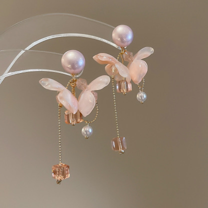 銀針珍珠耳環復古輕奢耳墜/清新甜美高级感耳飾