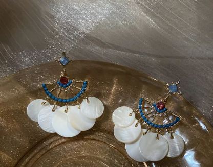 银针镶钻水晶珍珠耳环欧美复古轻奢长款耳坠清新甜美高级感耳饰女