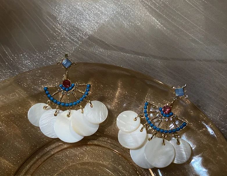 银针镶钻水晶珍珠耳环欧美复古轻奢长款耳坠清新甜美高级感耳饰女