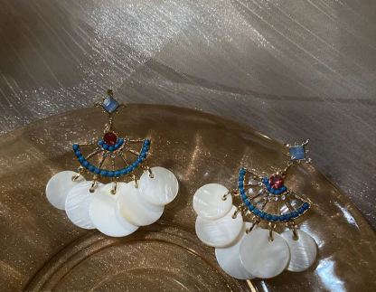 银针镶钻水晶珍珠耳环欧美复古轻奢长款耳坠清新甜美高级感耳饰女