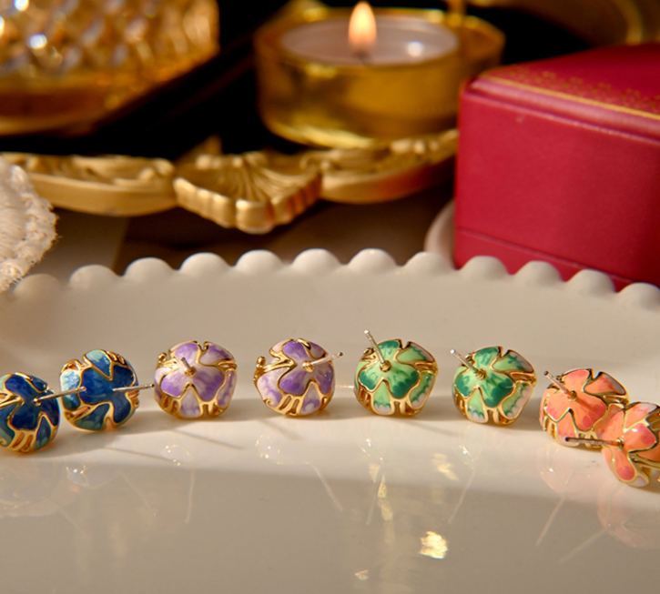 滴油工藝珍珠耳釘