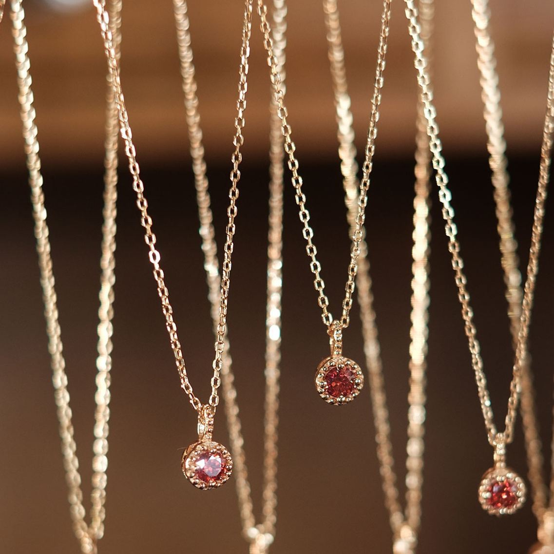 薔薇千金｜胭脂紅鑽石項鍊｜925純銀 長45公分