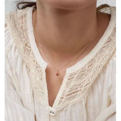 薔薇千金｜胭脂紅鑽石項鍊｜925純銀 長45公分