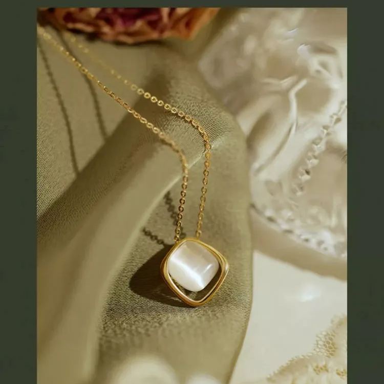 尋夢之眼睛｜不規則方形貓眼石項鍊｜長40公分+5公分延長鍊