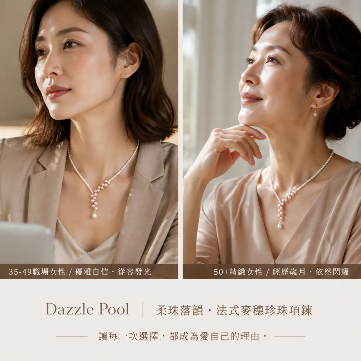 「柔珠落韻」法式麥穗珍珠項鍊｜40+5cm優雅鎖骨鍊