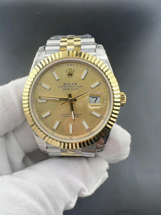 CLEANクリーン工場 ROLEXロレックスデイトジ ャスト コンビゴールド126333 41mmゴールド文 字盤 フルーテッドベゼル ジュビリープレスレット 1:1精度