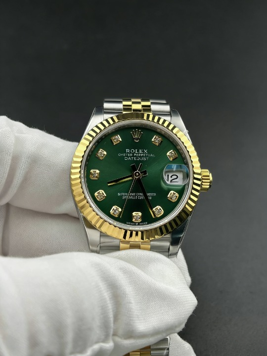 CLEANクリーン工場 ROLEXロレックスレディデ イトジャスト コンビゴールド278273 31mmダイ ヤモンド目盛り グリーン文字盤 フルーテッドベゼ ル ジュビリープレスレット   1:1精度