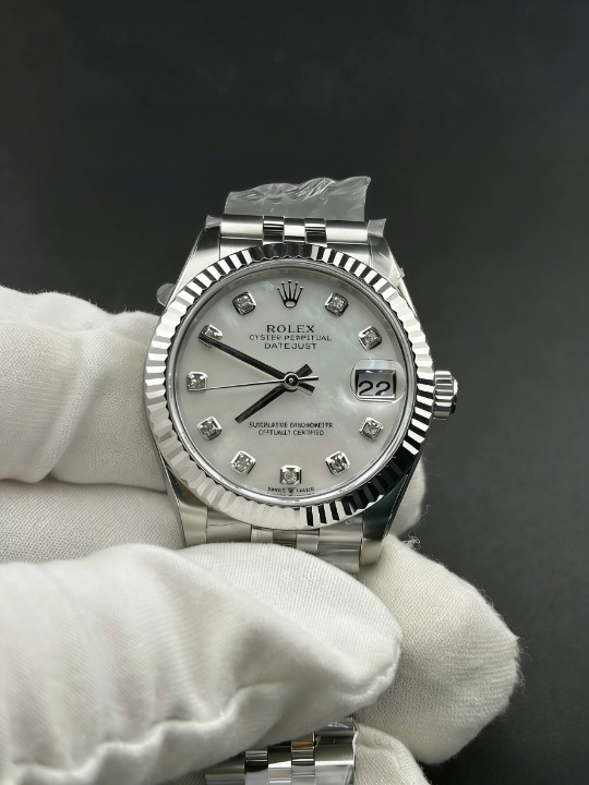 CLEANクリーン工場  ROLEXロレックス レディ デ イトジャスト278274 31mmホワイトマザーオブパ ール文字盤 ダイヤモンド目盛り フルーテッドベ ゼル ジュビリープレスレット 1:1精度