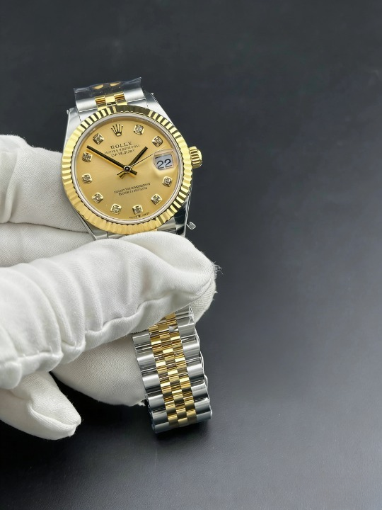 CLEANクリーン工場 ROLEXロレックスレディデ イトジャスト コンビゴールド278273 31mmダイ ヤモンド目盛り イエローゴールド文字盤 フルーテ ッドベゼル ジュビリープレスレット 1:1精度