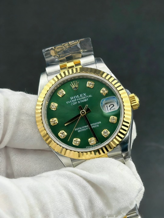CLEANクリーン工場 ROLEXロレックスレディデ イトジャスト コンビゴールド278273 31mmダイ ヤモンド目盛り グリーン文字盤 フルーテッドベゼ ル ジュビリープレスレット   1:1精度