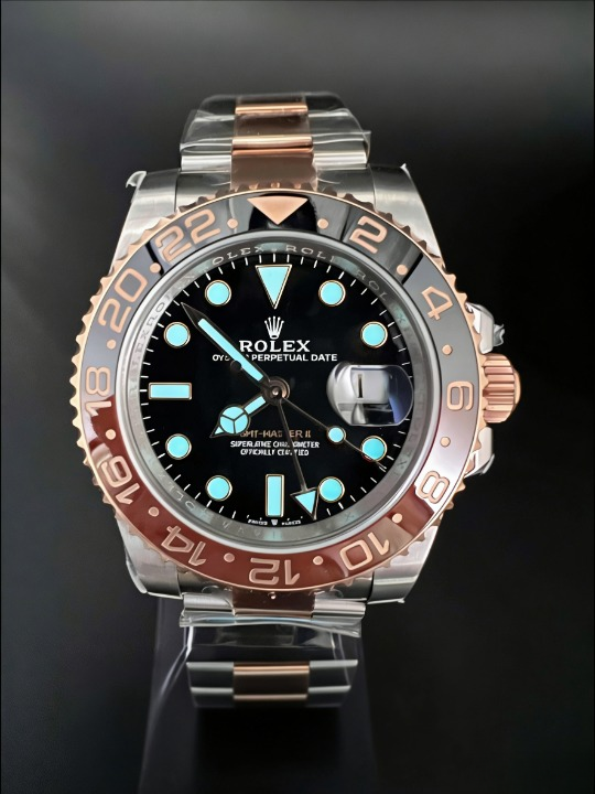 CLEANクリーン工場 ROLEXロレックスGMTマスス ター ll エバーローズゴールド40mm 126711CHNIR ブラック/ブラウン カフェオレベゼル ブラック文字 盤 1:1精度