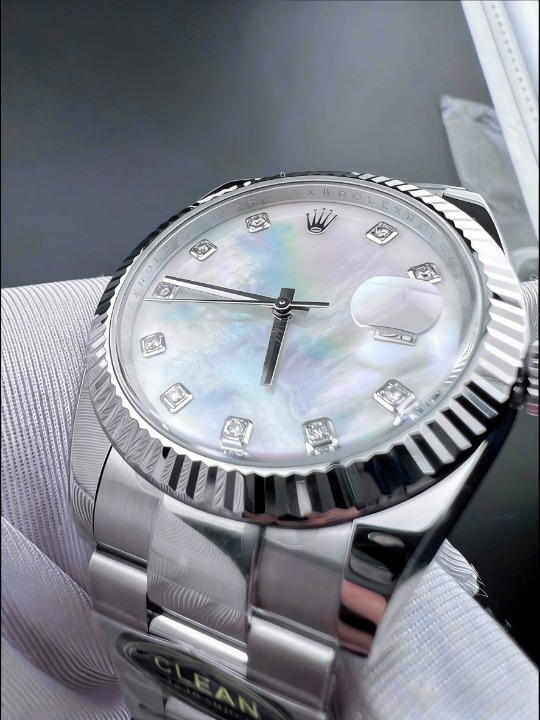 CLEANクリーン工場 ROLEXロレックスデイトジ ャスト126334 41mmホワイトマザーオブパールダ イヤモンド入り文字盤 フルーテッドベゼル オイス タープレスレット 1:1精度
