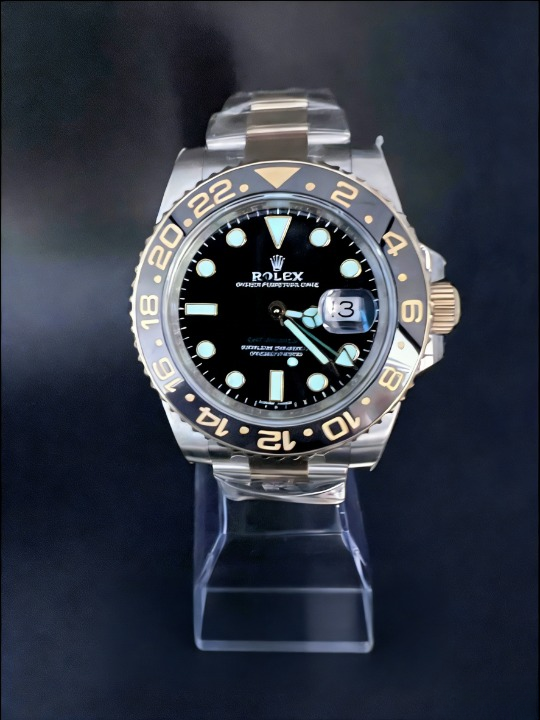 CLEANクリーン工場 ROLEXロレックスGMTマス ター ll 116713 コンビイエローゴールド 40mm ブラック文字盤グリーン針 1:1精度