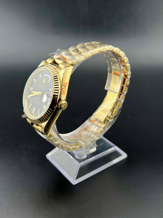 CLEANクリーン工場 ROLEXロレックスデイデイ ト  イエローゴールド228238  40mmダイヤ目盛り ブラック文字盤 フルーテッドベゼル プレジデント プレスレット 1:1精度