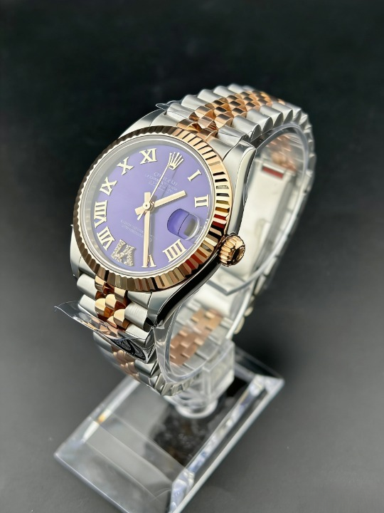 CLEANクリーン工場 ROLEXロレックスレディデ イトジャスト コンビローズゴールド278271 31m mローマン目盛り パープル文字盤 フルーテッドベ ゼル ジュビリープレスレット  1:1精度