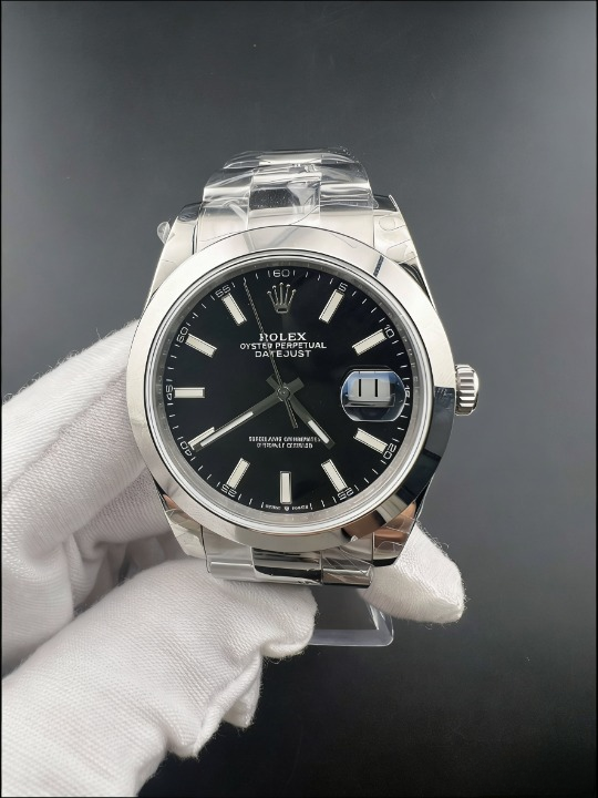 CLEANクリーン工場 ROLEXロレックスデイトジ  ブラック文字盤 ドーム型 ャスト126300 41mm ベゼル オイスタープレスレット 1:1精度