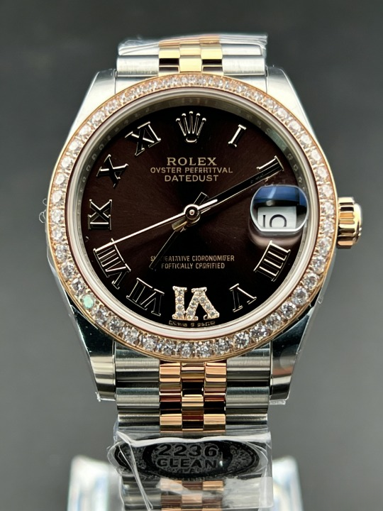 CLEANクリーン工場 ROLEXロレックスレディデ イトジャスト  コンビローズゴールド278271 31m mローマン目盛り チョコレートプラウン文字盤 ダイヤモンドベゼル ジュビリープレスレット 1:1 精度