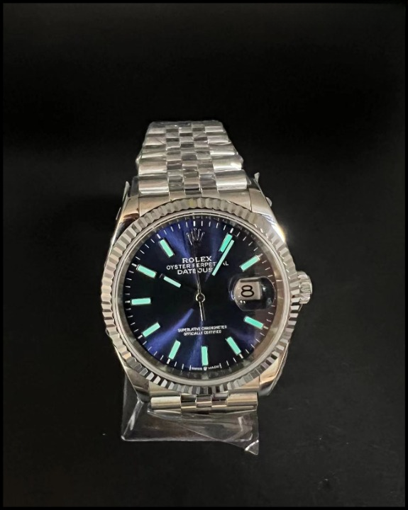 CLEANクリーン工場 ROLEXロレックスデイト ャスト126234 36mm ブルー文字盤 プラチナフル ーテッドベゼル ジュビリープレスレット 1:1精度