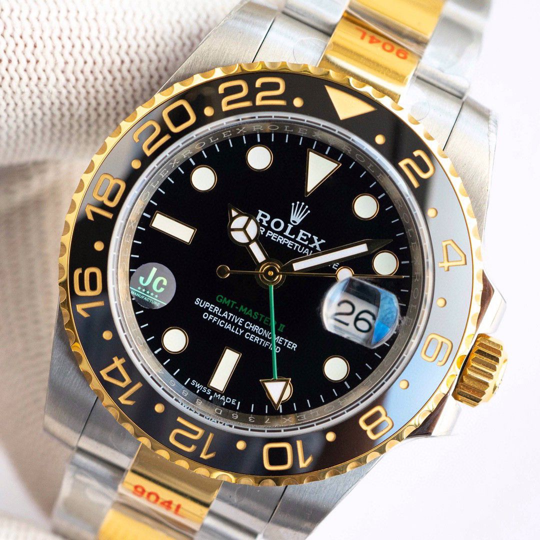 NEW 2025 新2025グリニッジGreenwich ll 42mm ブラックダイアル ベージュゴールドケース ロレックス