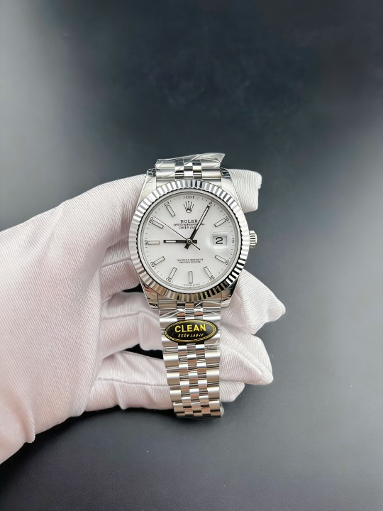 CLEANクリーン工場  ROLEXロレックスデイトジ ャスト126334 41mmホワイト文字盤 ブルーテッド ベゼル ジュビリープレスレット 1:1精度