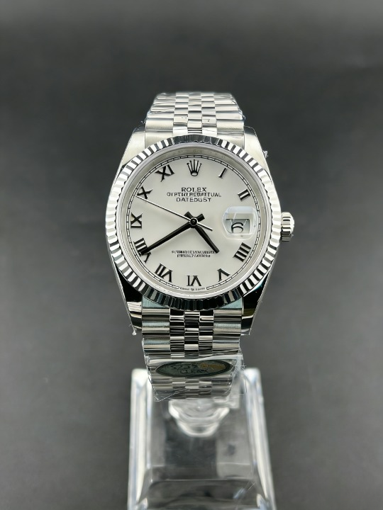 CLEANクリーン工場 ROLEXロレックスデイトジ ャスト126234 36mmホワイトローマ数字文字盤 フ ルーテッドベゼル  ジュビリープレスレット 1:1精 度