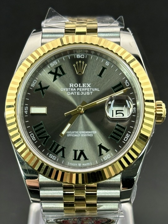 CLEANクリーン工場 ROLEXロレックスデイトジ ャスト126333 41mmコンビイエローゴールド ス レートローマ ウィンブルドンダイヤル ジュビリ ープレスレット 1:1精度