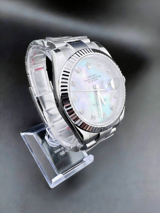 CLEANクリーン工場 ROLEXロレックスデイトジ ャスト126334 41mmホワイトマザーオブパールダ イヤモンド入り文字盤 フルーテッドベゼル オイス タープレスレット 1:1精度