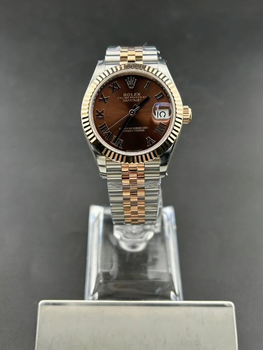 CLEANクリーン工場 ROLEXロレックスレディデ イトジャスト コンピローズゴールド278271 31m mローマン目盛り チョコレート文字盤 フルーテッ ドベゼル ジュビリープレスレット 1:1精度