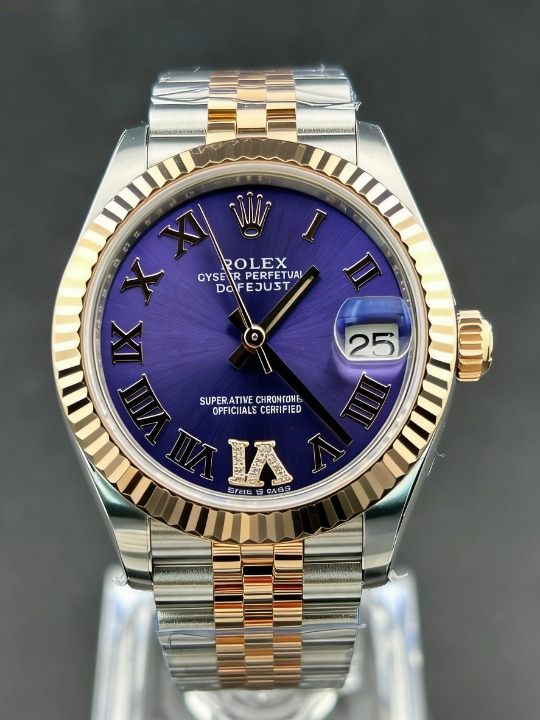 CLEANクリーン工場 ROLEXロレックスレディデ イトジャスト コンビローズゴールド278271 31m mローマン目盛り パープル文字盤 フルーテッドベ ゼル ジュビリープレスレット  1:1精度