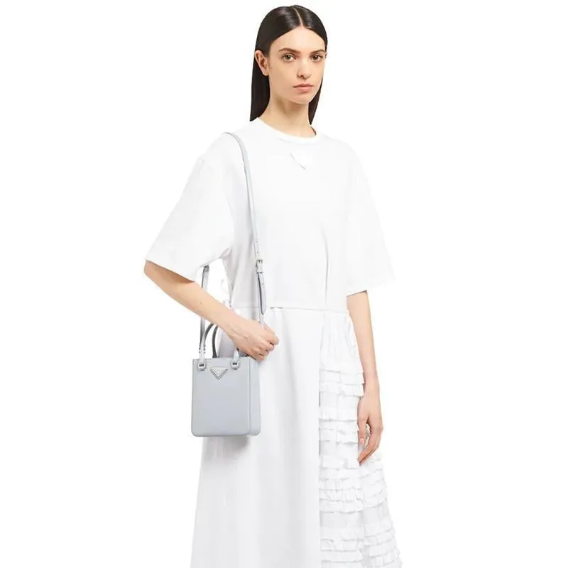 PRADA(プラダ) スモール ブラッシュドレザー トートバッグ ブルー