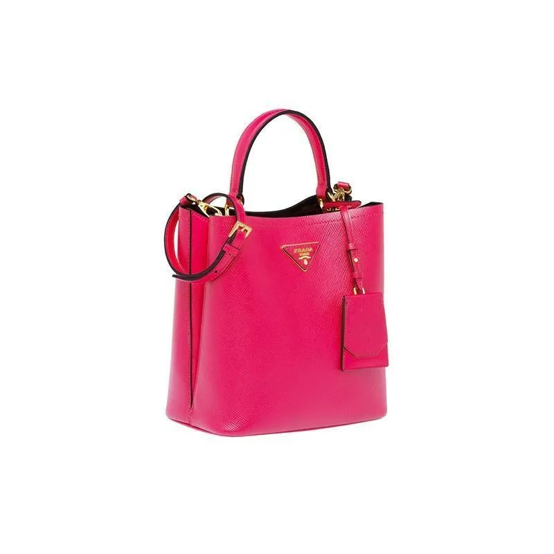 PRADA(プラダ) パニエ サフィアーノレザーバッグ ローズレッド