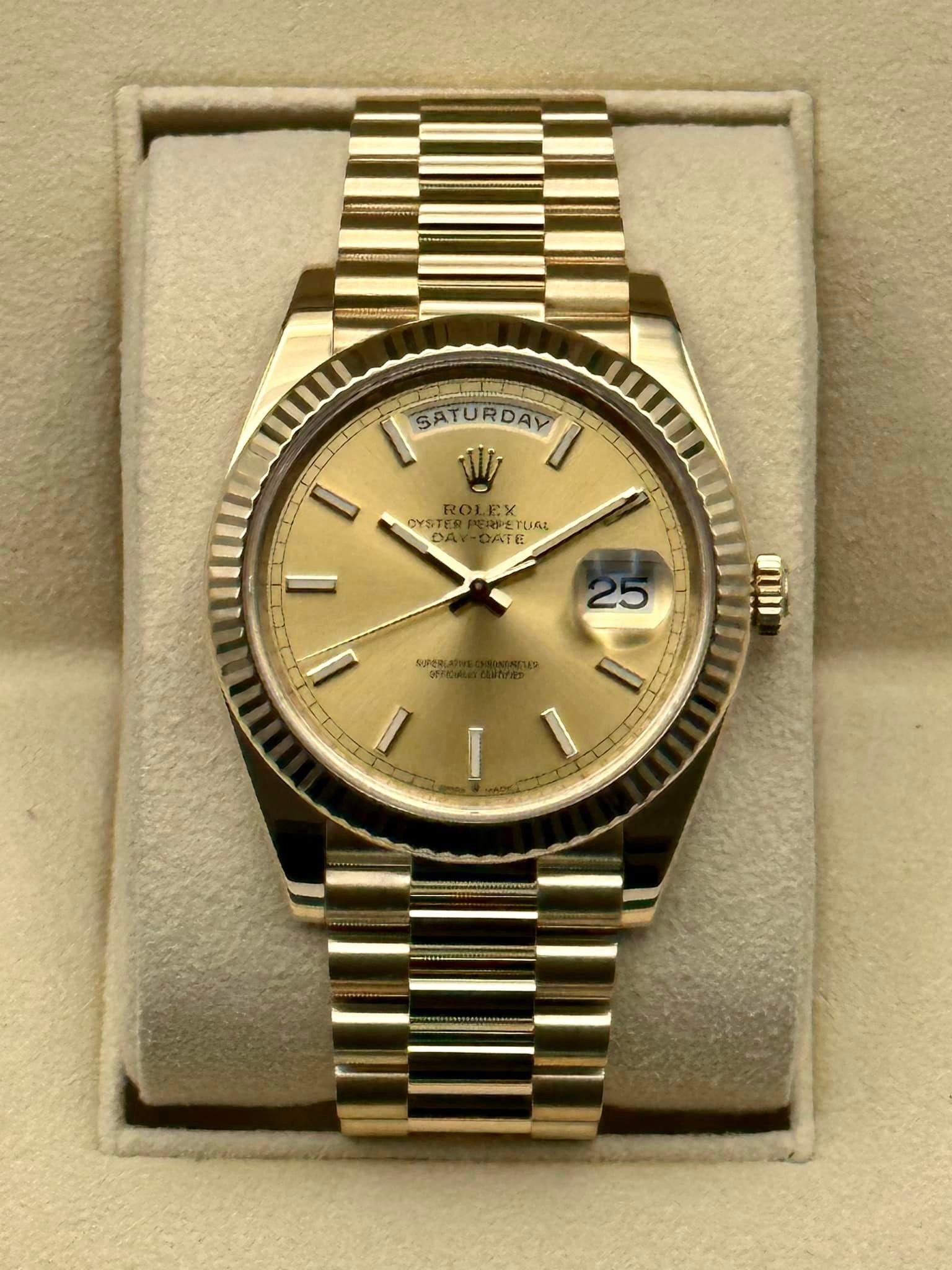 2020 ロレックス デイデイト 40mm 228238 プレジデンシャル シャンパンダイヤル