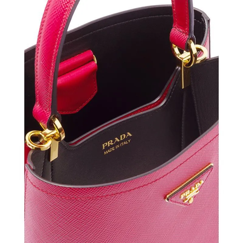 PRADA(プラダ) パニエ サフィアーノレザーバッグ ローズレッド