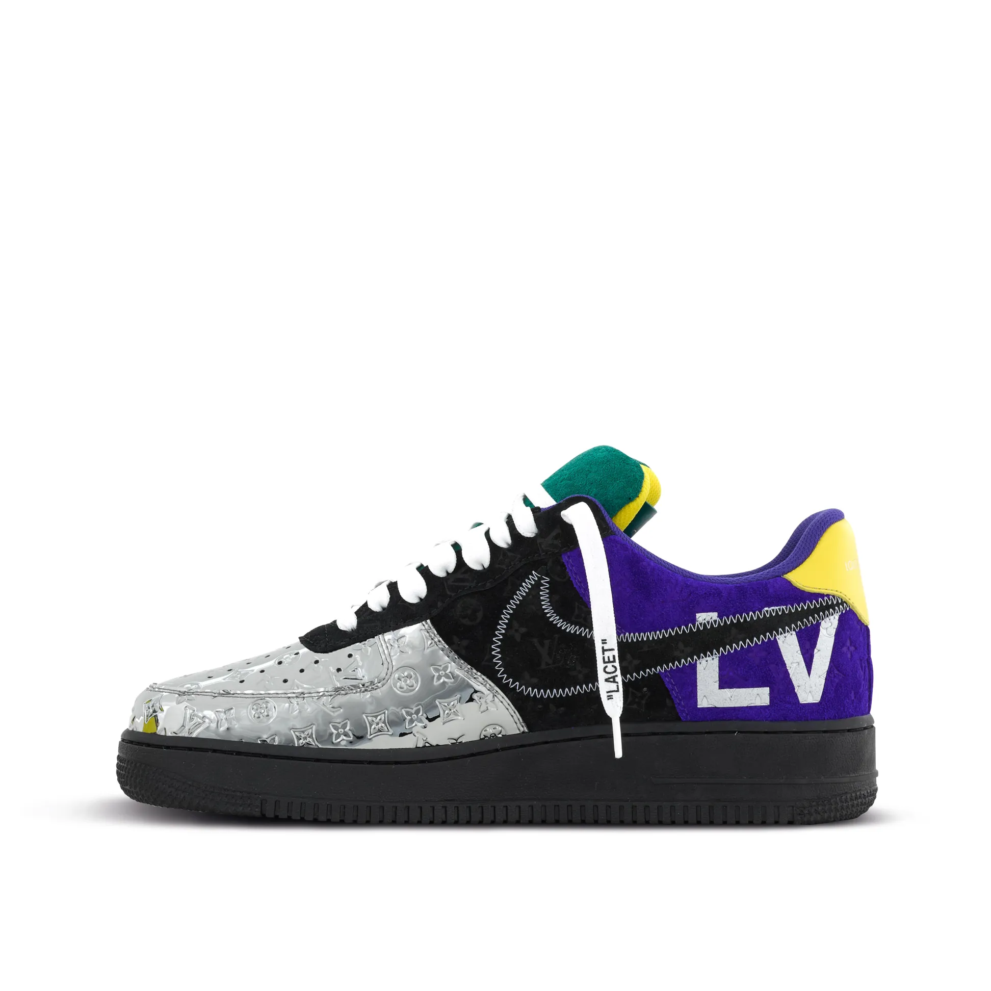 【新商品発売】【今年の新商品】louis vuitton nike air force 1 low by virgil abloh black metallic silver【代金引換】