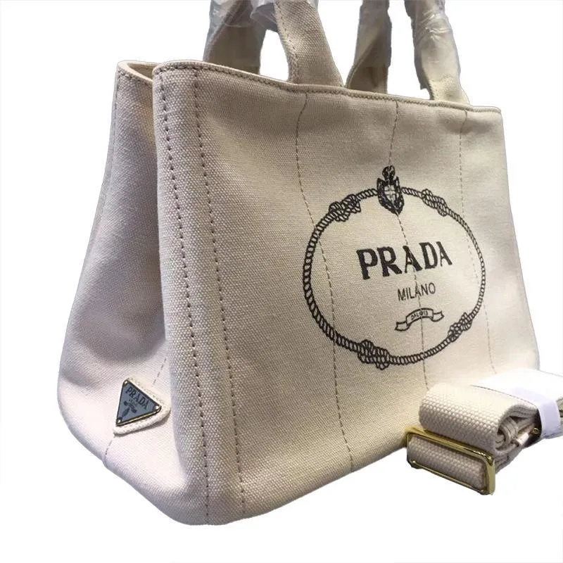 PRADA(プラダ) カナパ ファブリック ハンドバッグ ホワイト