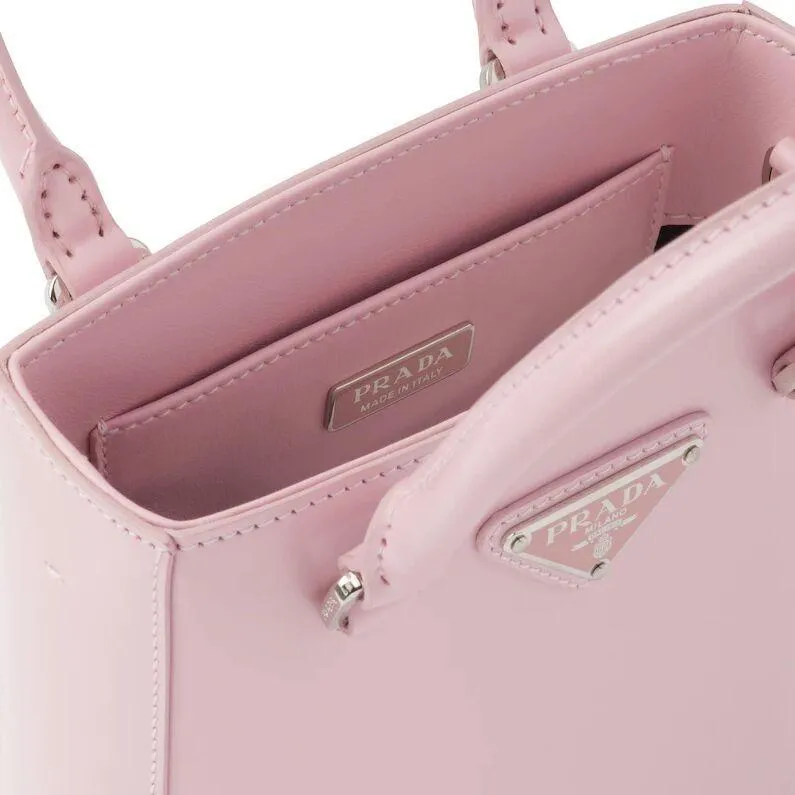 PRADA(プラダ) スモール ブラッシュドレザー トートバッグ ピンク