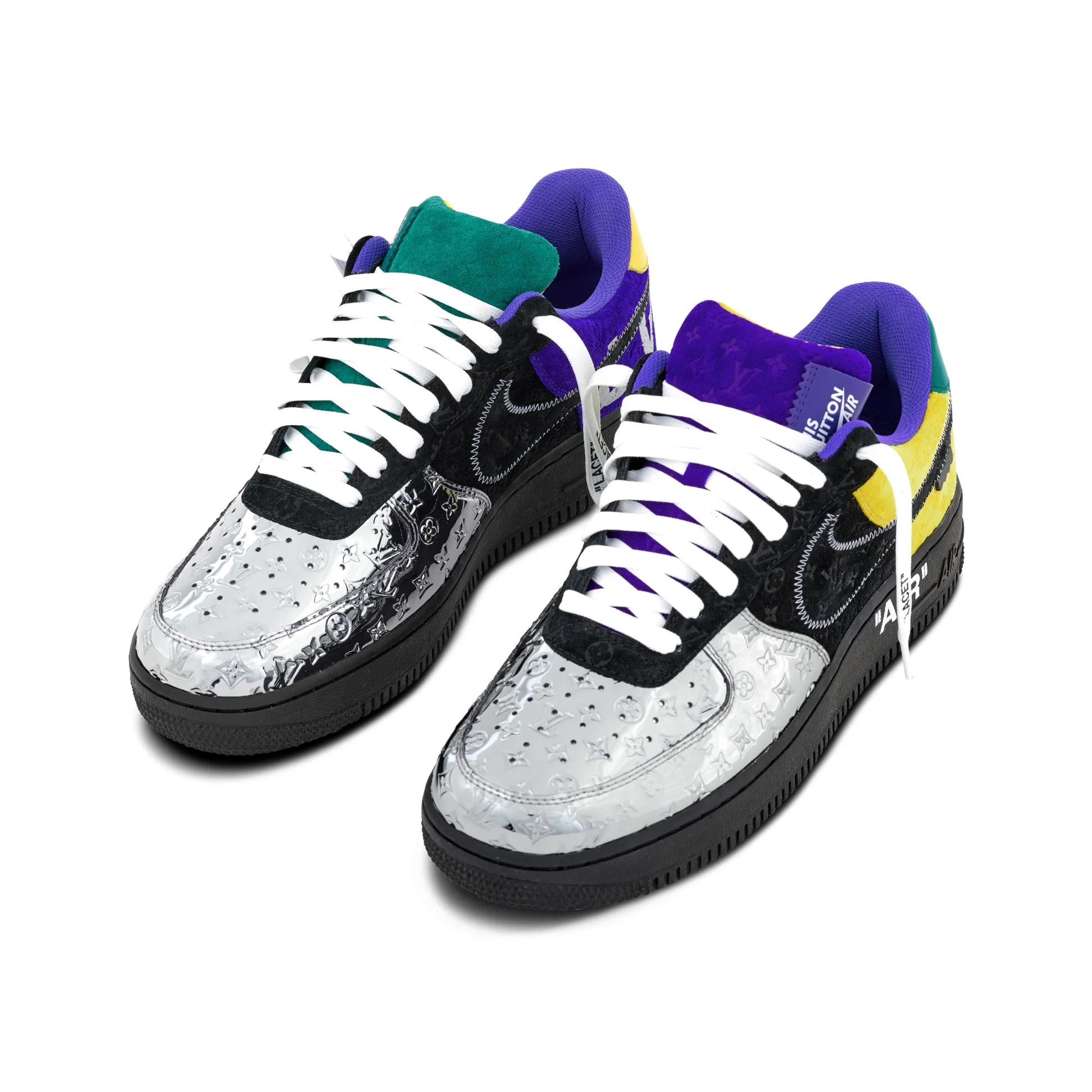 【新商品発売】【今年の新商品】louis vuitton nike air force 1 low by virgil abloh black metallic silver【代金引換】